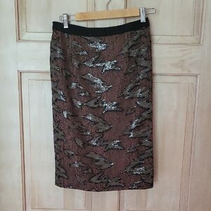 Beauty Mark black and brown sequin pencil Skirt NEW 2 Anthropologie